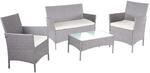 POLY-RATTAN GARTEN-GARNITUR Grau