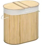 W&Auml;SCHEKORB 100L W&auml;schebox mit Deckel, Griff, 2 Abschnitten Bambus Natur