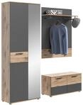 Garderobe Mason 3-teilig ca.175x200x38cm Grau
