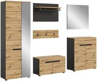Garderobe Canu 5-teilig ca. 255x190x37cm Eiche Dekor,Grau