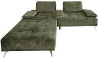 SOFA MIT HOCKER WIOLO Dunkelgr&uuml;n Velvet