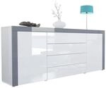 SIDEBOARD La Paz Wei&szlig; Hochglanz / Grau Hochglanz
