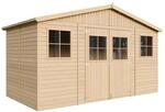 HOLZ-GARTENHAUS MIT IMPR&Auml;GNIERTEM BODEN - H246 x 418 x 220 cm/ 8 m2 - M332+332G