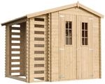 GARTENHAUS HOLZ Mit Brennholzschuppen M386C+M386G - mit impr&auml;gniertem Boden-...