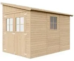 HOLZ-GARTENHAUS (ohne Seitenwand) MIT IMPR&Auml;GNIERTEM BODEN - H244x211x318 cm/6,02 m2