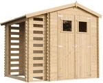 HOLZHAUS GARTENHAUS Mit Brennholzschuppen M386 - B272xL206xH218 cm/ 3,53 + 0,97...