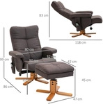 RELAXSESSEL Massagesessel mit Fu&szlig;hocker Liegefunktion Polyester Braun