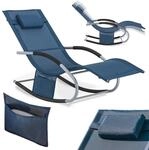 SONNENLIEGE mit Kopfkissen, Gartenliege bis 150kg, Denimblue