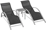 GARTENLIEGE mit Tisch, 59L x 169B x 66H cm, Metall,Mesh, Schwarz+Silber