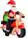 AUFBLASBARER Weihnachtsmann auf einem Motorrad 165 cm Santa Claus Geschenk LED