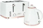 WASSERKOCHER-TOASTER-SET mit 1,7 L Wasserkocher 4 Scheiben-Toaster Cremewei&szlig;