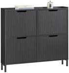 SCHUHSCHRANK schmal mit 4 Klappen 100x91x19cm Schwarz
