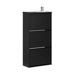 SCHUHSCHRANK mit 3 Klappen Schwarz