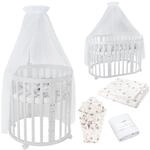 BABYBETT WHITE OVAL 7in1 mit Matratze und Himmelset