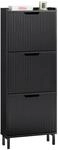 SCHUHSCHRANK mit 3 Klappen schmal 50x130x19cm Schwarz
