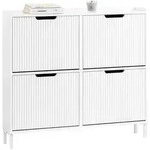 SCHUHSCHRANK mit 4 Klappen schmal 100x91x19cm Wei&szlig;