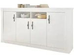 SIDEBOARD wei&szlig; Pinie Landhaus, Kommode 201 cm, Soft-Close-Funktion