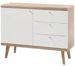 SIDEBOARD wei&szlig;, Eiche Riviera, Kommode skandinavisch, 107 x 83 cm