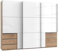 Schwebet&uuml;renschrank Level D36 ca. 300 cm Wei&szlig;/Eiche Dekor