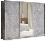 SCHWEBET&Uuml;RENSCHRANK PINA 250/205/58 cm 3-t&uuml;rig mit Spiegel und Schubladen