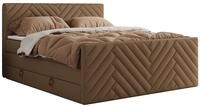 BOXSPRINGBETT PARIS KING DUO - 160/200 - Braun Kunstleder - H3