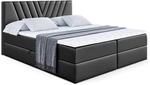BOXBETT mit Matratze H3 und Lattenrost - ERNINA - 160x200 cm Schwarz Hochglanz