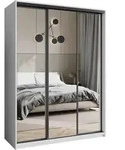 SCHWEBET&Uuml;RENSCHRANK RIEN 150/205/60 cm 3-t&uuml;rig mit Spiegel Wei&szlig;