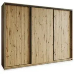 SCHWEBET&Uuml;RENSCHRANK NISSE 250/205/60 cm 3-t&uuml;rig mit Schubladen Eiche Artisan
