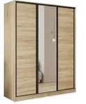SCHWEBET&Uuml;RENSCHRANK TARI 150/205/58 cm 3-t&uuml;rig mit Spiegel und Schubladen...