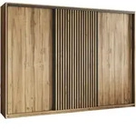 SCHWEBET&Uuml;RENSCHRANK VONTE 270/205/60 cm 3-t&uuml;rig mit Lamellen Eiche Wotan