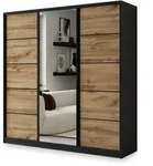 SCHWEBET&Uuml;RENSCHRANK NATA 180/205/58 cm 3-t&uuml;rig mit Spiegel und Schubladen...