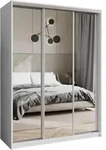 SCHWEBET&Uuml;RENSCHRANK RIEN 150/205/60 cm 3-t&uuml;rig mit Spiegel Wei&szlig;