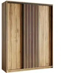 SCHWEBET&Uuml;RENSCHRANK VONTE 150/205/60 cm 3-t&uuml;rig mit Lamellen Eiche Wotan