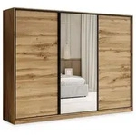 SCHWEBET&Uuml;RENSCHRANK TARI 250/205/58 cm 3-t&uuml;rig mit Spiegel und Schubladen...