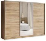 SCHWEBET&Uuml;RENSCHRANK TARI 250/205/58 cm 3-t&uuml;rig mit Spiegel und Schubladen Sonoma