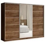 SCHWEBET&Uuml;RENSCHRANK PINA 270/205/58 cm 3-t&uuml;rig mit Spiegel und 4 Schubladen
