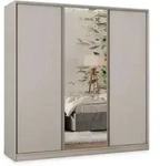 SCHWEBET&Uuml;RENSCHRANK TARI 200/205/58 cm 3-t&uuml;rig mit Spiegel und 4 Schubladen