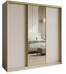 SCHWEBET&Uuml;RENSCHRANK TAVI 200/205/60 cm 3-t&uuml;rig mit Spiegel Kaschmir