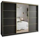 SCHWEBET&Uuml;RENSCHRANK VARO 270/205/60 cm 3-t&uuml;rig mit Spiegel Schwarz