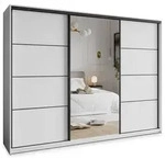 SCHWEBET&Uuml;RENSCHRANK VARO 250/205/60 cm 3-t&uuml;rig mit Spiegel und Schubladen...