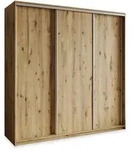 SCHWEBET&Uuml;RENSCHRANK NISSE 200/205/60 cm 3-t&uuml;rig Eiche Artisan
