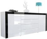 SIDEBOARD La Paz Wei&szlig; Hochglanz / Schwarz Hochglanz