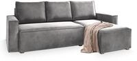 ECKSOFA SILES Hellgrau Velours-Stoff mit Schlaffunktion