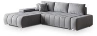 ECKSOFA ALESE L-S Hellgrau Velours-Stoff mit Schlaffunktion