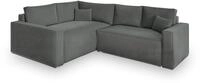 ECKSOFA ERONIS L-S Grau Velours-Stoff mit Schlaffunktion