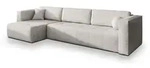 ECKSOFA OLVERA Creme Geflochtener Stoff mit Schlaffunktion