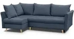 ECKSCHLAFSOFA Neron mit 2 Bettkasten und Beine in Buchefarbe, Dunkelblau, links