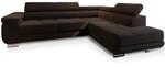ECKSOFA SELVA R-S Braun Velours-Stoff mit Schlaffunktion