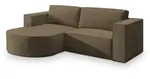 ECKSOFA SORELA M L-S Beige Velours-Stoff mit Schlaffunktion