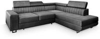 ECKSOFA NOLA R-S Grau Velours-Stoff mit Schlaffunktion